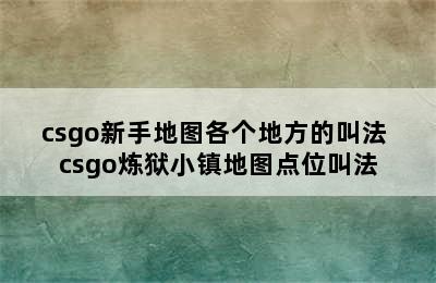 csgo新手地图各个地方的叫法 csgo炼狱小镇地图点位叫法